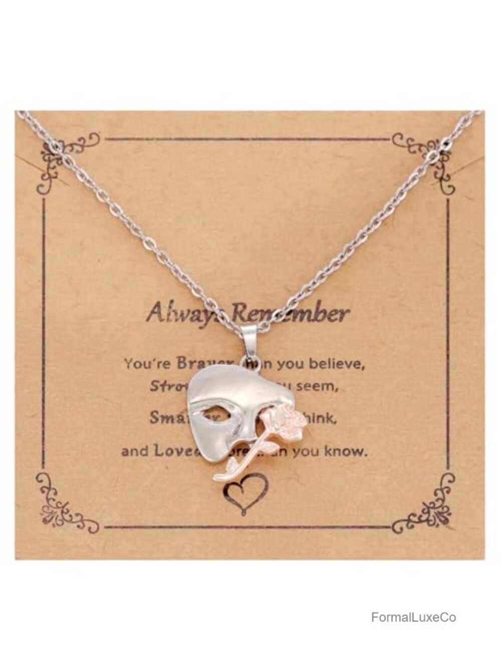 Broadway Phantom of the Opera Mask Pendant Necklace Stainless Steel 18-20 Inch